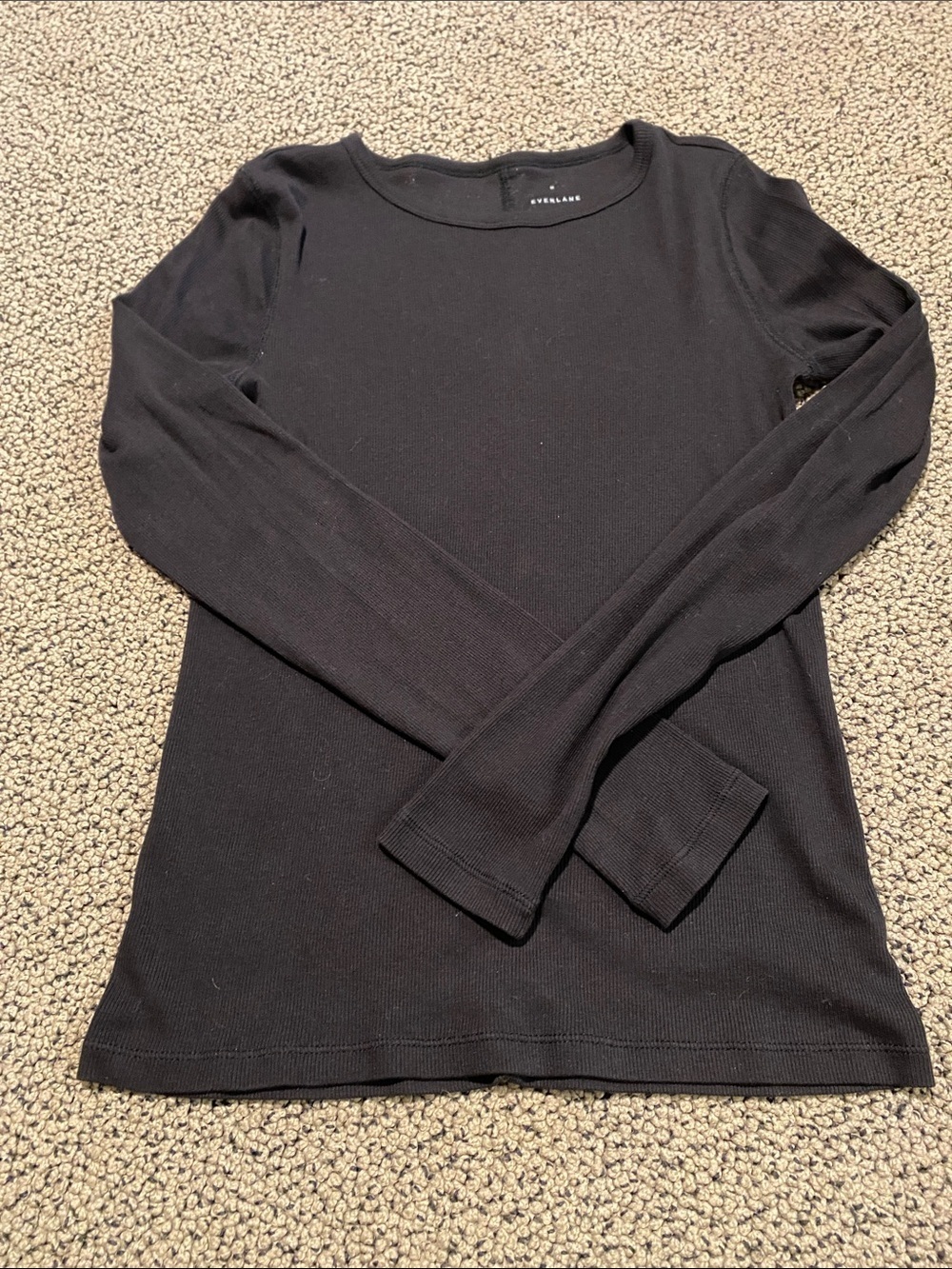 Everlane Black Ribbed Long Sleeve Tee